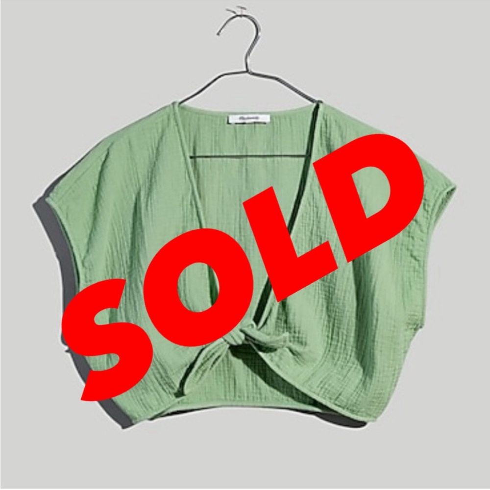 Madewell Double Gauze Tie Front Cropped Top